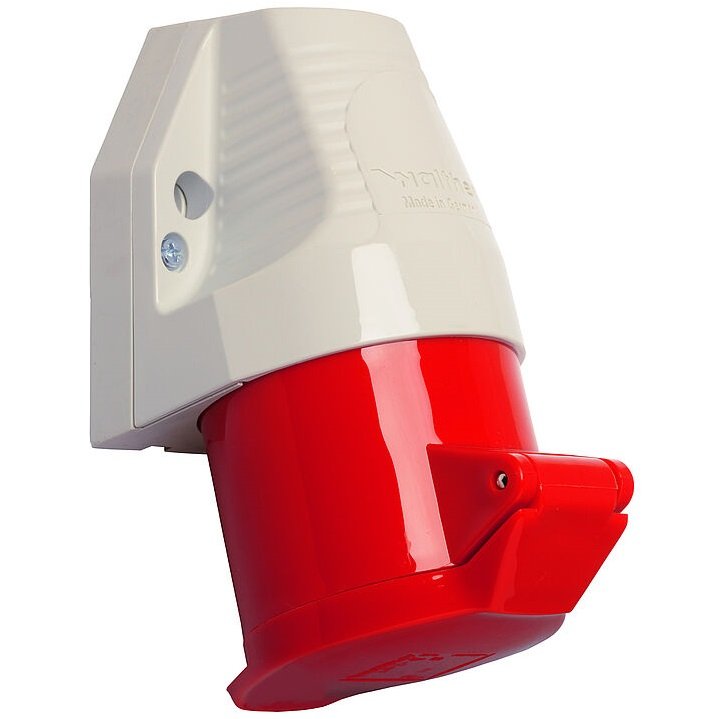 Фото Розетка настінна СЕЕ-тип 5 пол.х32А, 400V, IP44, зовнішнє кріплення 1 введення